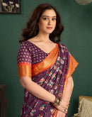 Wine Tussar Silk Printed Kalamkari Saree