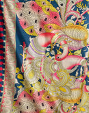 Mustard Green Tussar Silk Printed Kalamkari Saree