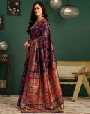 Wine Silk Minakari Banarasi Saree