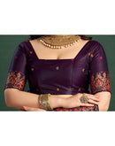 Wine Silk Minakari Banarasi Saree