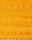 Yellow Georgette Printed Bandhani Saree