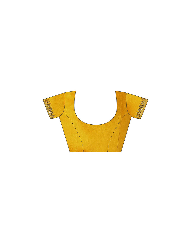 Yellow Georgette Printed Bandhani Saree