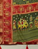 Olive Green Georgette Printed Bandhani Saree