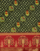 Olive Green Georgette Printed Bandhani Saree