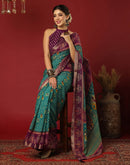 Teal Green Georgette Printed Bandhani Saree