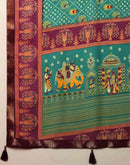 Teal Green Georgette Printed Bandhani Saree