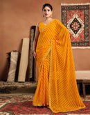 Yellow Georgette Laheriya Printed Saree