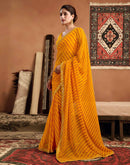 Yellow Georgette Laheriya Printed Saree