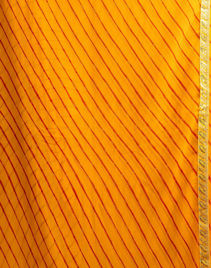 Yellow Georgette Laheriya Printed Saree