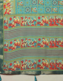Teal Green Georgette Printed Bandhani Saree