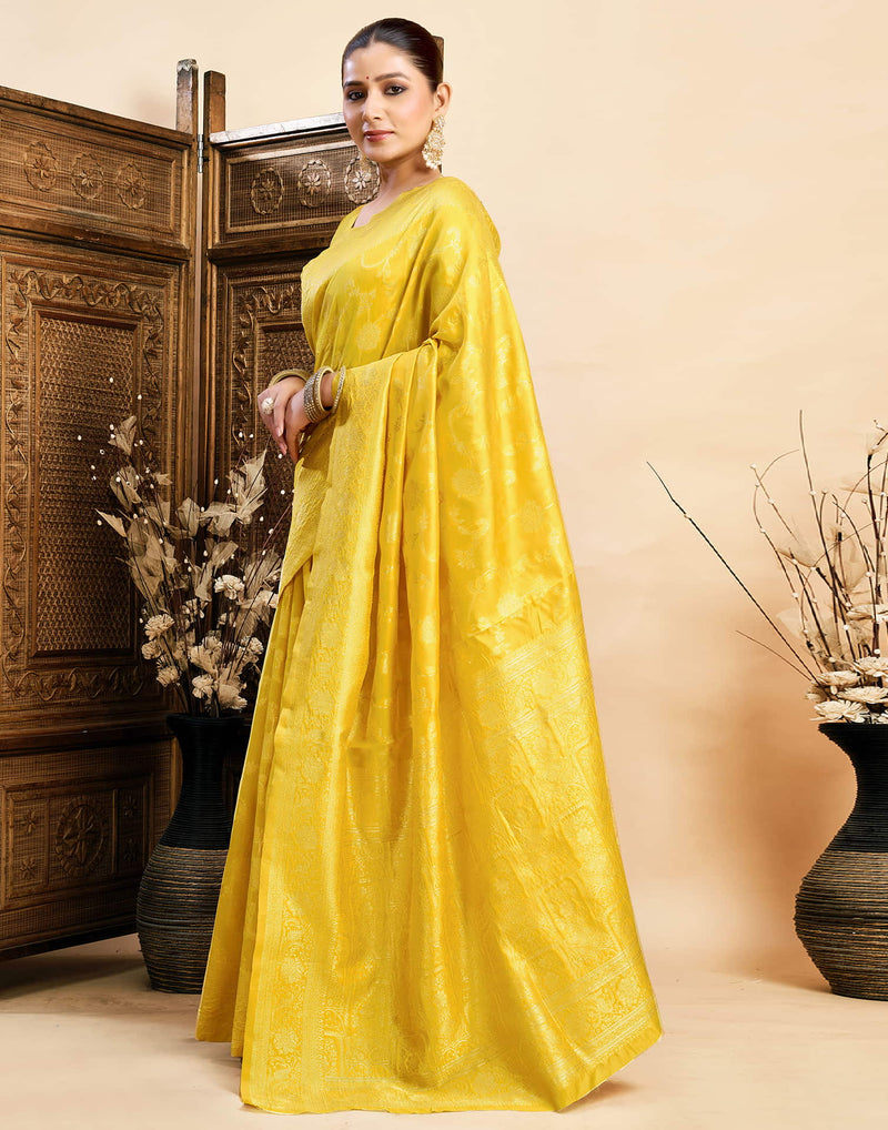 Yellow Silk Woven Banarasi Saree