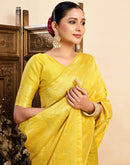Yellow Silk Woven Banarasi Saree
