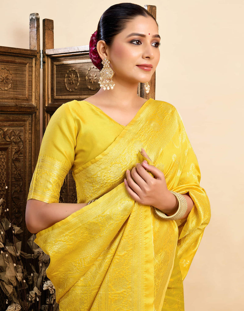 Yellow Silk Woven Banarasi Saree