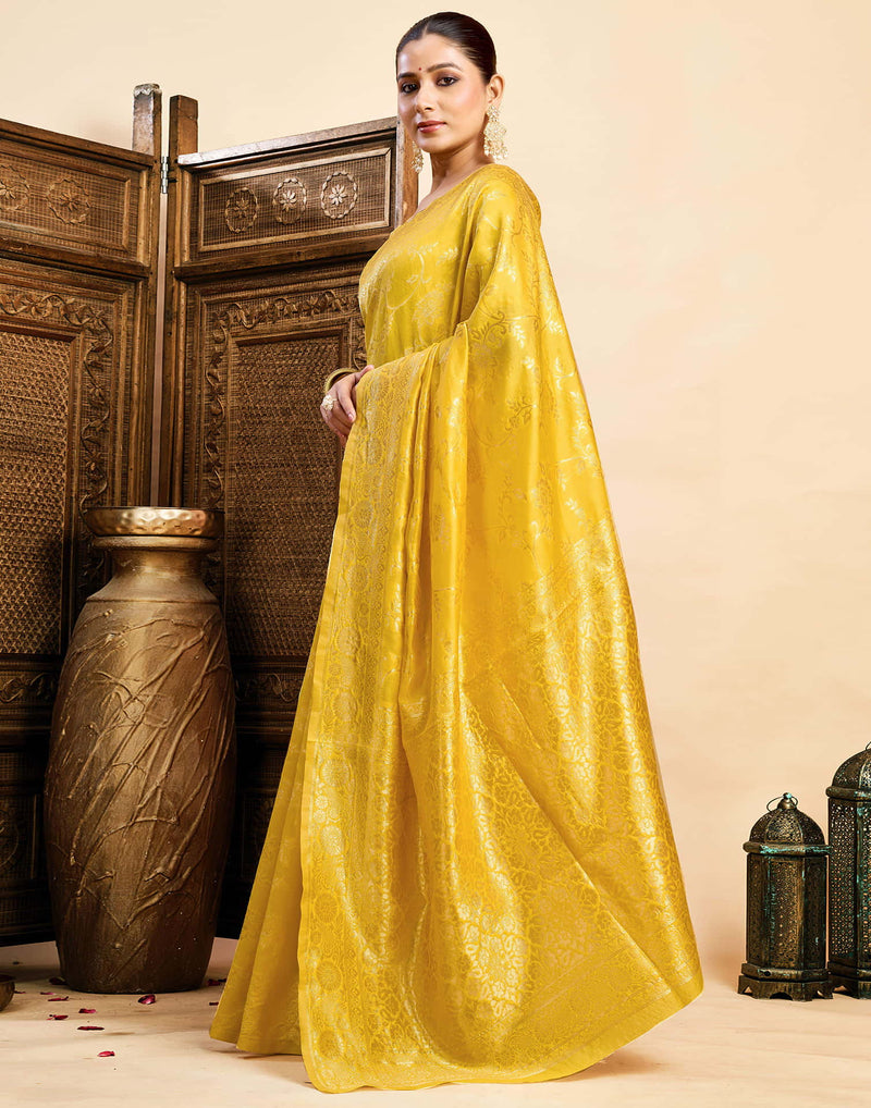 Yellow Silk Woven Banarasi Saree