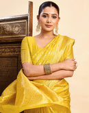 Yellow Silk Woven Banarasi Saree