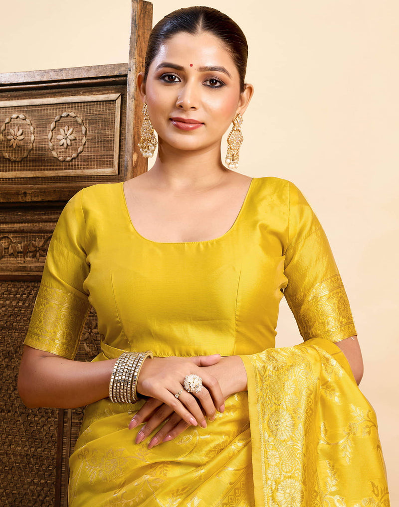 Yellow Silk Woven Banarasi Saree