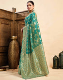 Teal Green Silk Woven Banarasi Saree
