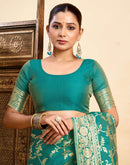 Teal Green Silk Woven Banarasi Saree