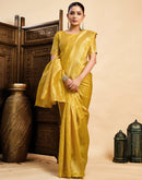 Yellow Silk Woven Saree