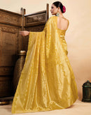 Yellow Silk Woven Saree