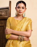 Yellow Silk Woven Saree