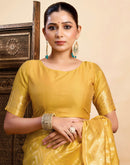 Yellow Silk Woven Saree