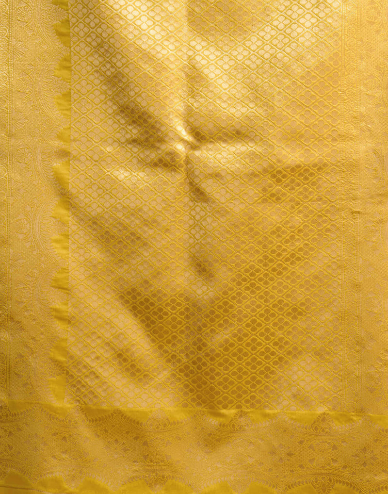 Yellow Silk Woven Saree