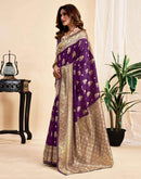 Wine Silk Woven Banarasi Saree