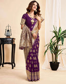 Wine Silk Woven Banarasi Saree