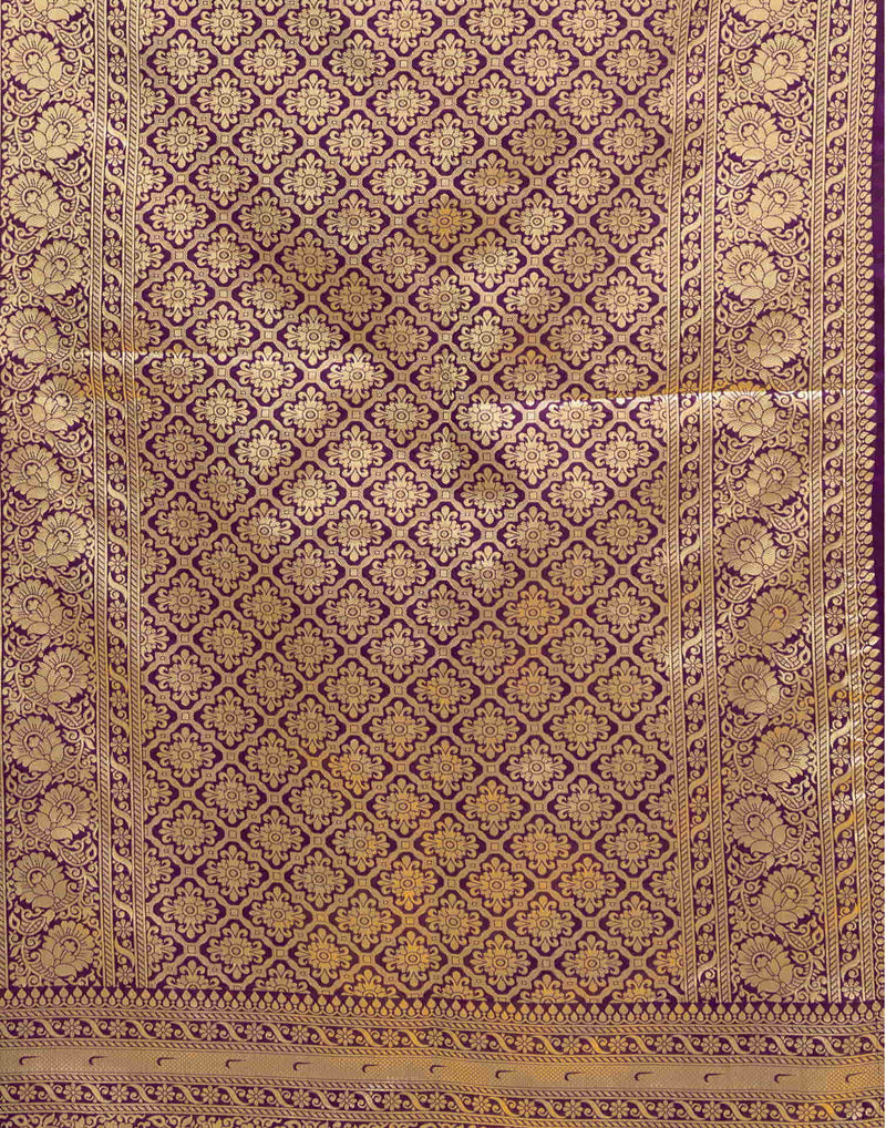 Wine Silk Woven Banarasi Saree