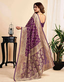 Wine Silk Woven Banarasi Saree