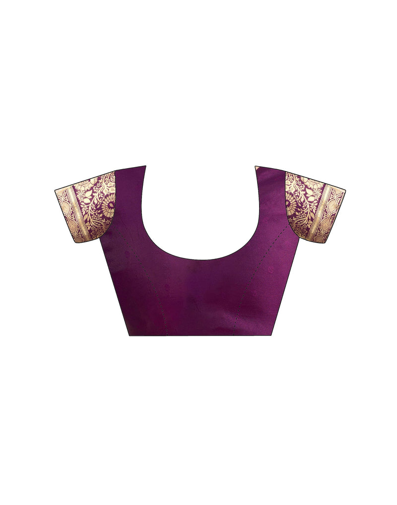 Wine Silk Woven Banarasi Saree