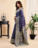 Navy Blue Silk Woven Banarasi Saree