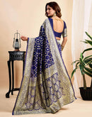 Navy Blue Silk Woven Banarasi Saree