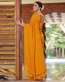 Yellow Chiffon Printed Bandhani Saree