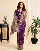 Wine Silk Woven Saree