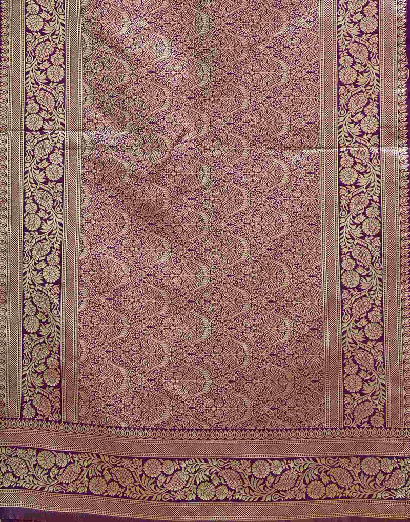 Wine Silk Woven Saree
