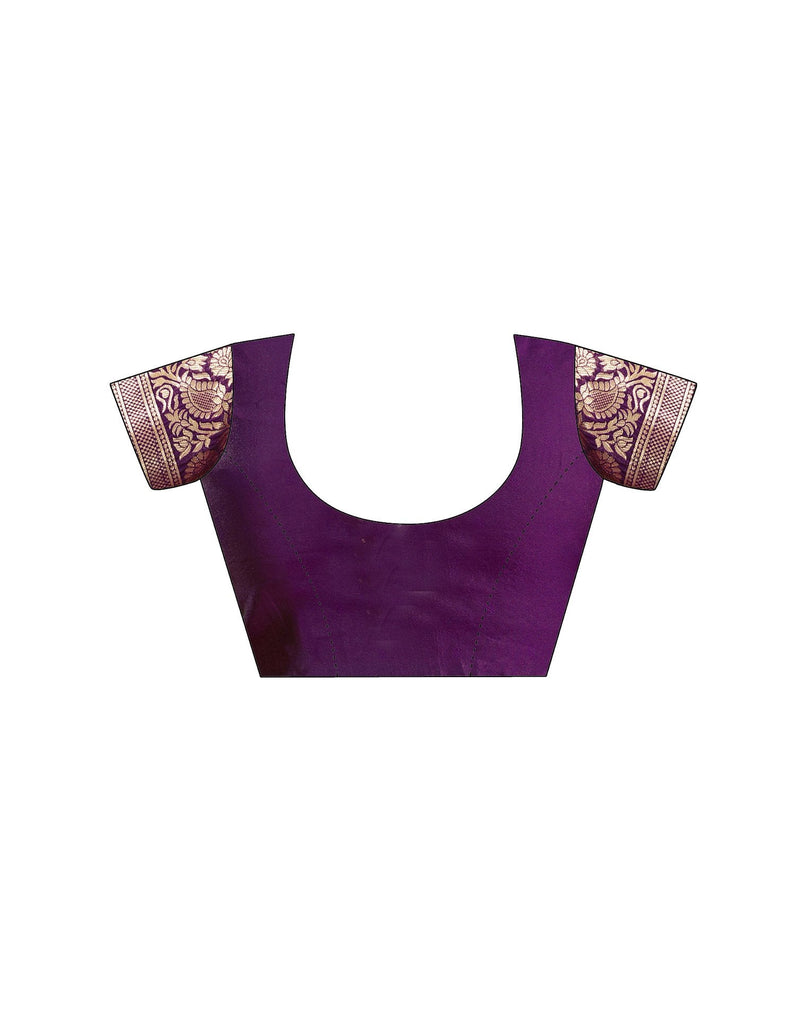 Wine Silk Woven Saree