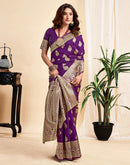 Wine Silk Woven Banarasi Saree