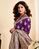 Wine Silk Woven Banarasi Saree