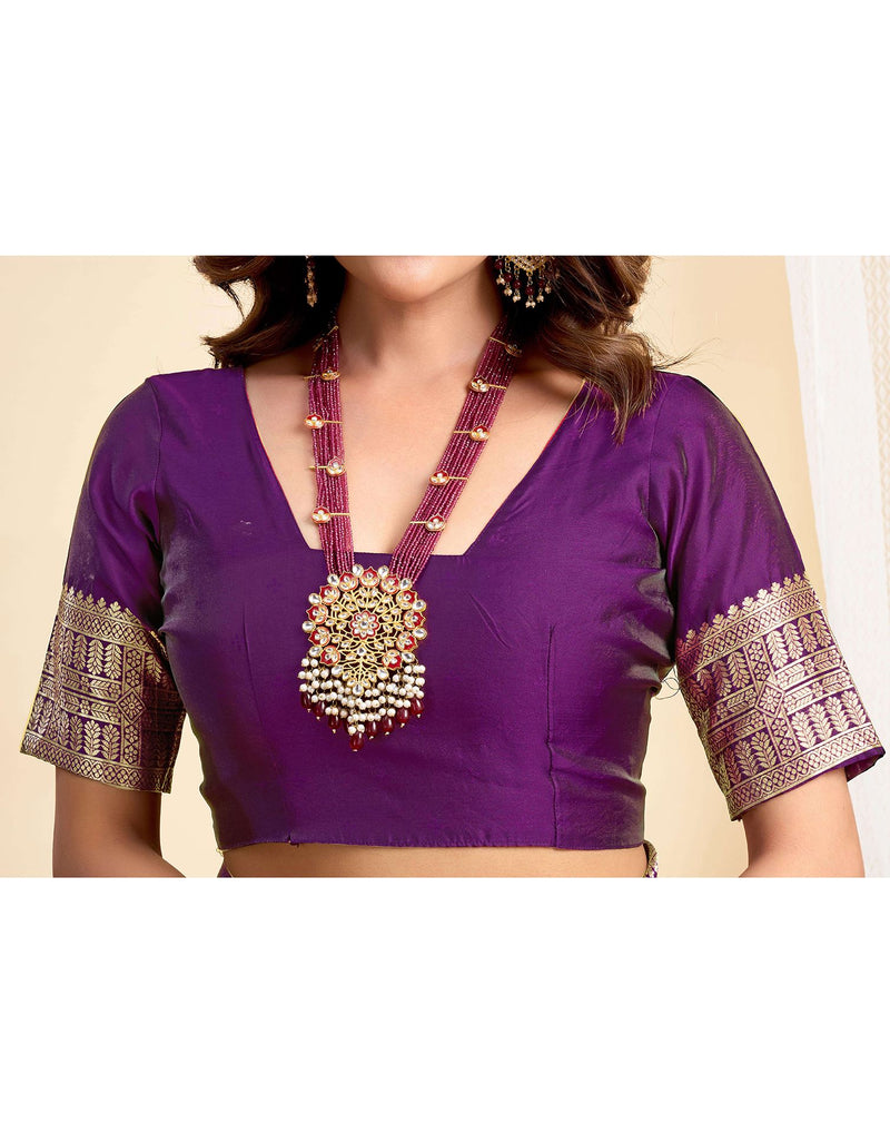 Wine Silk Woven Banarasi Saree