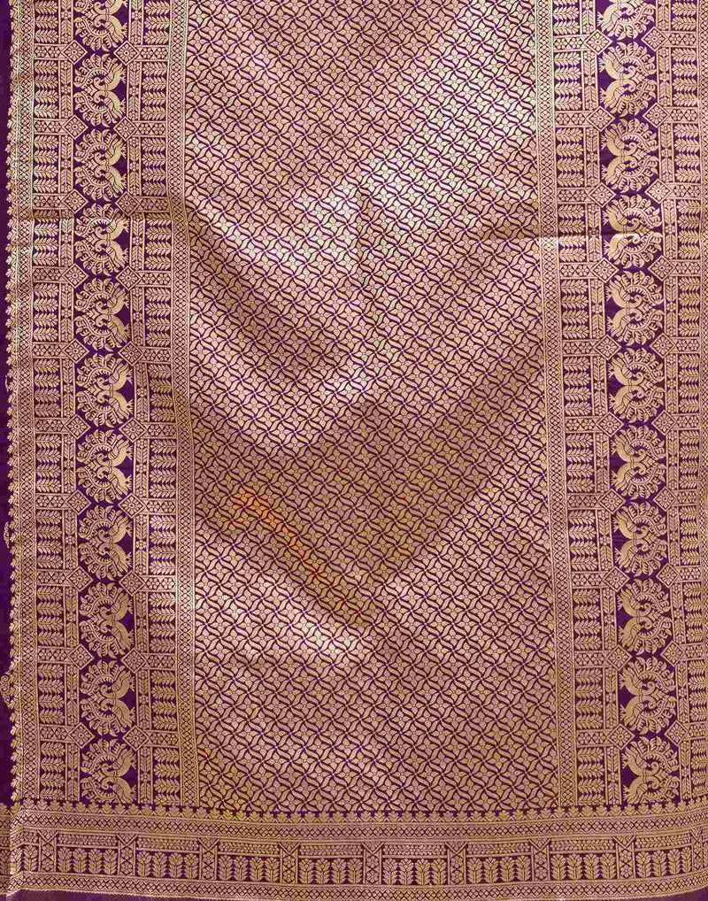 Wine Silk Woven Banarasi Saree