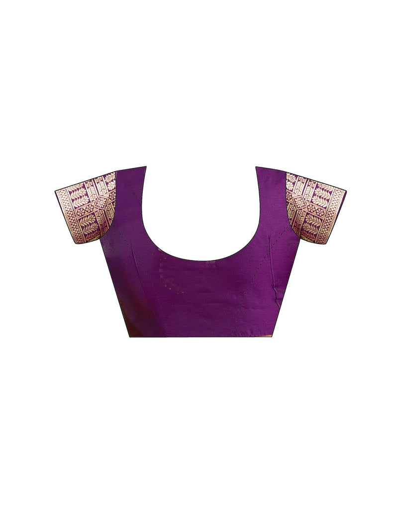 Wine Silk Woven Banarasi Saree