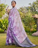 Purple Satin Printed Saree