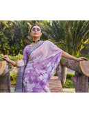 Purple Satin Printed Saree