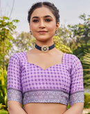 Purple Satin Printed Saree