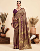 Wine Silk Woven Kanjivaram Saree