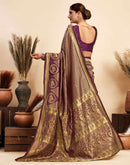 Wine Silk Woven Kanjivaram Saree