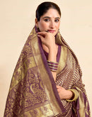 Wine Silk Woven Kanjivaram Saree