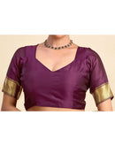 Wine Silk Woven Kanjivaram Saree